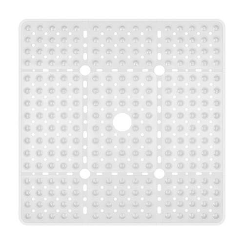 Reetual XL Shower Mat Non Slip - 27x27 Bath Mat for Shower Stall or Large Bathtub Mat with 240 Powerful Suction Cups and Drain Holes. Black Shower Mats for Bathroom
