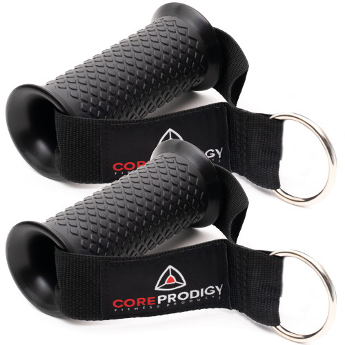 Core Prodigy Heavy Duty Exercise Handles - Grip Attachments for Cable Machine Pulleys, Gym Equipment, Resistance Bands, and Weight Lifting (Fat/Thick)