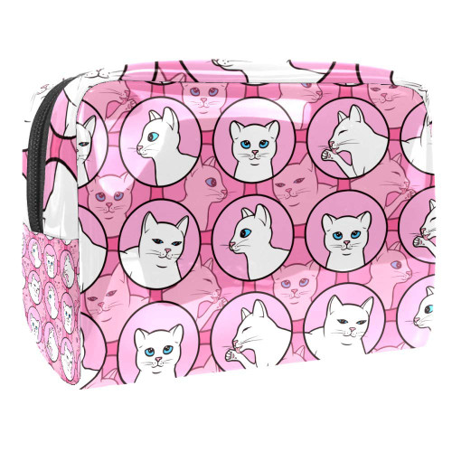 Portable Makeup Bag with Zipper Travel Toiletry Bag for Women Handy Storage Cosmetic Pouch Cute White Cats Portable Makeup Bag with Zipper Travel Toiletry Bag for Women Handy Storage Cosmetic Pouch Cute White Cats