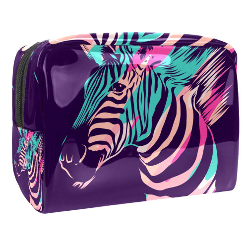 Portable Makeup Bag with Zipper Travel Toiletry Bag for Women Handy Storage Cosmetic Pouch Zebra Face Portable Makeup Bag with Zipper Travel Toiletry Bag for Women Handy Storage Cosmetic Pouch Zebra Face