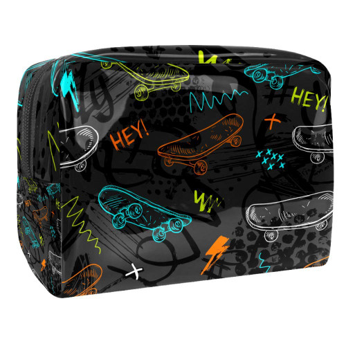 Portable Makeup Bag with Zipper Travel Toiletry Bag for Women Handy Storage Cosmetic Pouch Cool Skateboards Portable Makeup Bag with Zipper Travel Toiletry Bag for Women Handy Storage Cosmetic Pouch Cool Skateboards