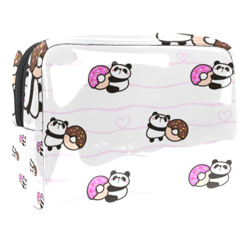 Portable Makeup Bag with Zipper Travel Toiletry Bag for Women Handy Storage Cosmetic Pouch Cartoon Panda