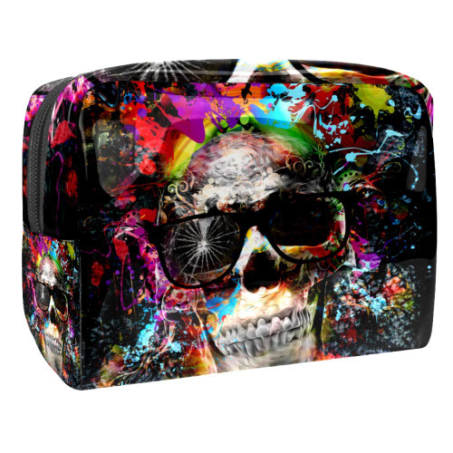 Portable Makeup Bag with Zipper Travel Toiletry Bag for Women Handy Storage Cosmetic Pouch Cool Skull Portable Makeup Bag with Zipper Travel Toiletry Bag for Women Handy Storage Cosmetic Pouch Cool Skull