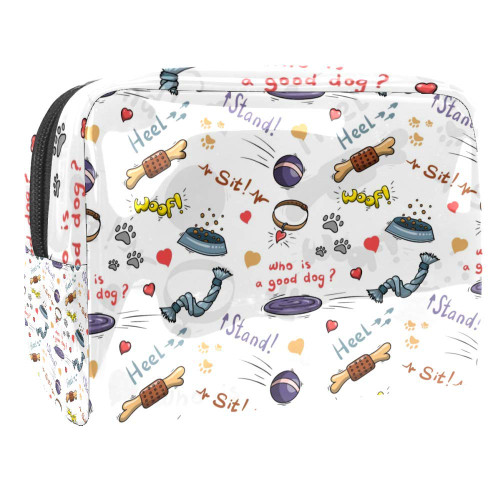Portable Makeup Bag with Zipper Travel Toiletry Bag for Women Handy Storage Cosmetic Pouch Puppies