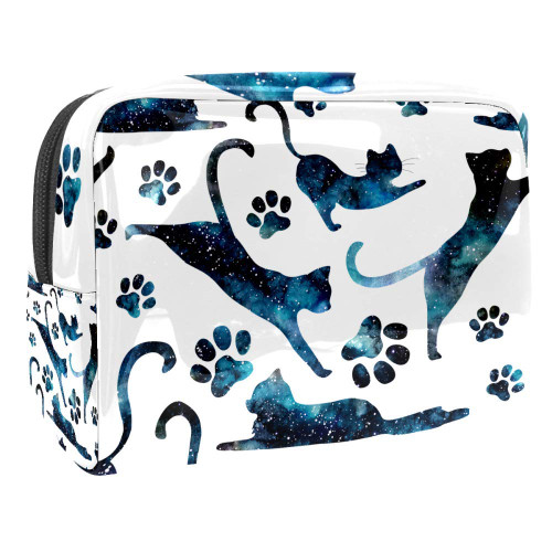 Portable Makeup Bag with Zipper Travel Toiletry Bag for Women Handy Storage Cosmetic Pouch Starry Sky and Cats Portable Makeup Bag with Zipper Travel Toiletry Bag for Women Handy Storage Cosmetic Pouch Starry Sky and Cats