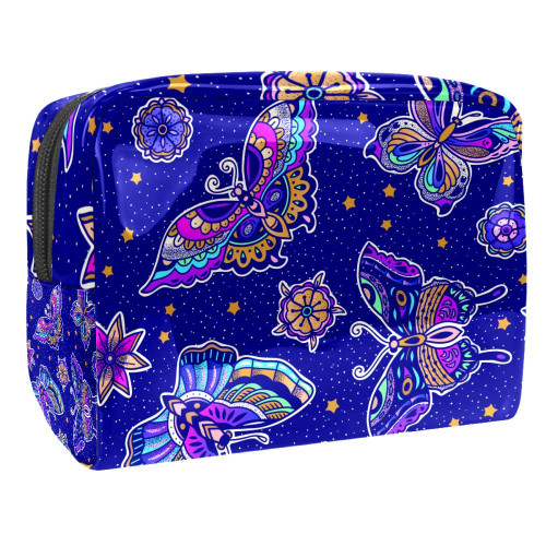 Portable Makeup Bag with Zipper Travel Toiletry Bag for Women Handy Storage Cosmetic Pouch Colorful Butterflies and Flowers Portable Makeup Bag with Zipper Travel Toiletry Bag for Women Handy Storage Cosmetic Pouch Colorful Butterflies and Flowers
