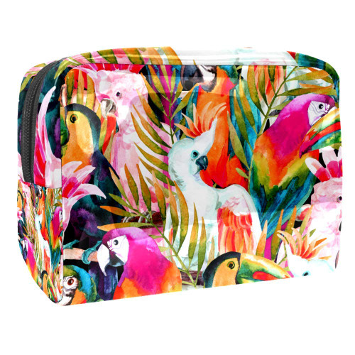 Portable Makeup Bag with Zipper Travel Toiletry Bag for Women Handy Storage Cosmetic Pouch Watercolor Parrots Portable Makeup Bag with Zipper Travel Toiletry Bag for Women Handy Storage Cosmetic Pouch Watercolor Parrots