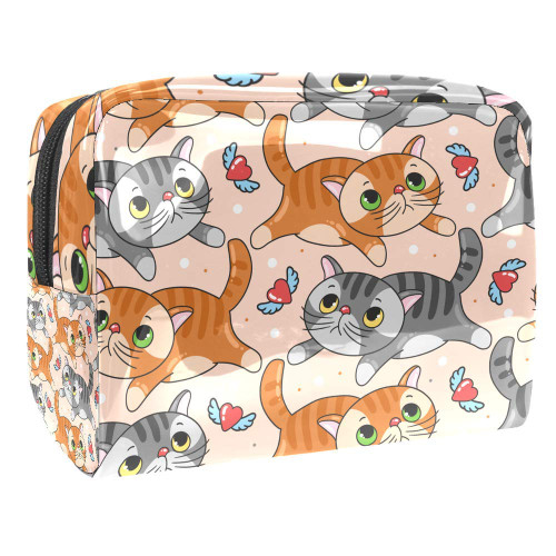 Portable Makeup Bag with Zipper Travel Toiletry Bag for Women Handy Storage Cosmetic Pouch Color Cute Cats Portable Makeup Bag with Zipper Travel Toiletry Bag for Women Handy Storage Cosmetic Pouch Color Cute Cats