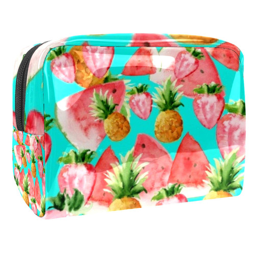 Portable Makeup Bag with Zipper Travel Toiletry Bag for Women Handy Storage Cosmetic Pouch Tropical Fruit