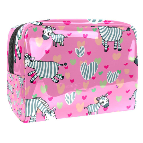 Portable Makeup Bag with Zipper Travel Toiletry Bag for Women Handy Storage Cosmetic Pouch Cartoon Zebras Portable Makeup Bag with Zipper Travel Toiletry Bag for Women Handy Storage Cosmetic Pouch Cartoon Zebras