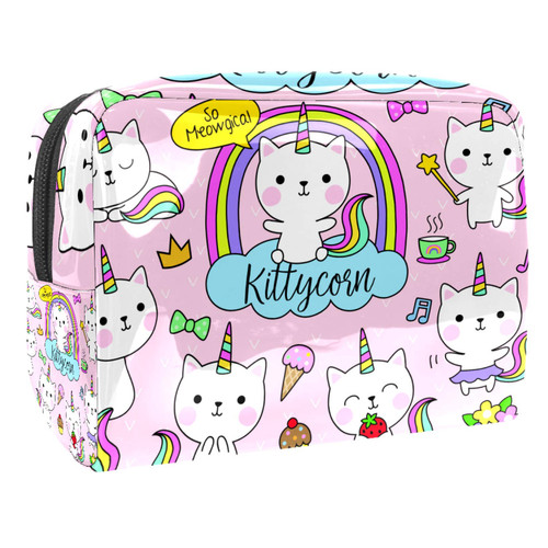 Portable Makeup Bag with Zipper Travel Toiletry Bag for Women Handy Storage Cosmetic Pouch Cute White Cat Portable Makeup Bag with Zipper Travel Toiletry Bag for Women Handy Storage Cosmetic Pouch Cute White Cat