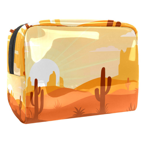 Portable Makeup Bag with Zipper Travel Toiletry Bag for Women Handy Storage Cosmetic Pouch Desert and Cactus Portable Makeup Bag with Zipper Travel Toiletry Bag for Women Handy Storage Cosmetic Pouch Desert and Cactus