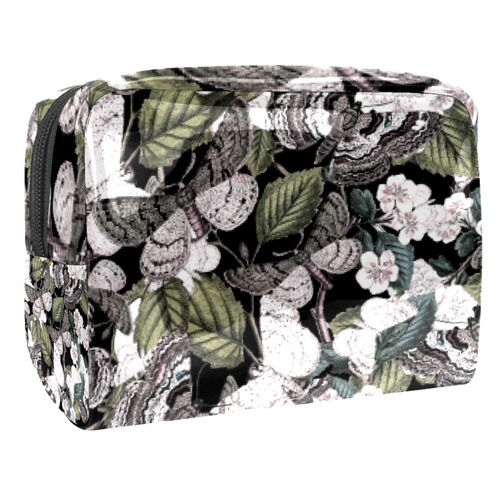 Portable Makeup Bag with Zipper Travel Toiletry Bag for Women Handy Storage Cosmetic Pouch Death Color Butterfly Portable Makeup Bag with Zipper Travel Toiletry Bag for Women Handy Storage Cosmetic Pouch Death Color Butterfly