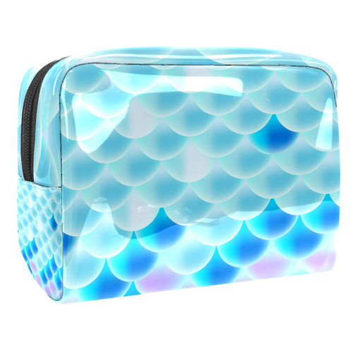 Portable Makeup Bag with Zipper Travel Toiletry Bag for Women Handy Storage Cosmetic Pouch Blue Mermaid Scale Pattern Portable Makeup Bag with Zipper Travel Toiletry Bag for Women Handy Storage Cosmetic Pouch Blue Mermaid Scale Pattern
