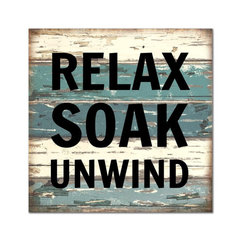SILYHEART Relax Soak Unwind Wooden Framed Sign Wooden Wall Hangings Retro Heart Warming Hanging Wall Signs Decorative for Bedroom Living Room Shelf Kitchen Home 8x8in