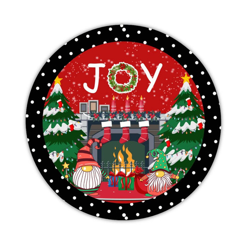 Welcome Sign Christmas Mistletoe Joy Round Aluminum Sign Christmas Fireplace Gnome Sign Holy Night Metal Sign Wall Art For Cafes Bar Pub Beer Club Wall Home 9x9in
