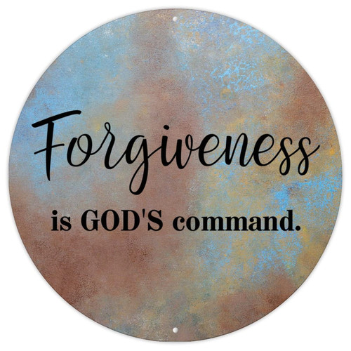 Round Metal Plaque Forgiveness is God's Command Metal Plaque Tin Sign Bible Verse Christian Scripture Vintage Home Decorative Signs Welcome Sign for Front Porch Living Room Bedroom