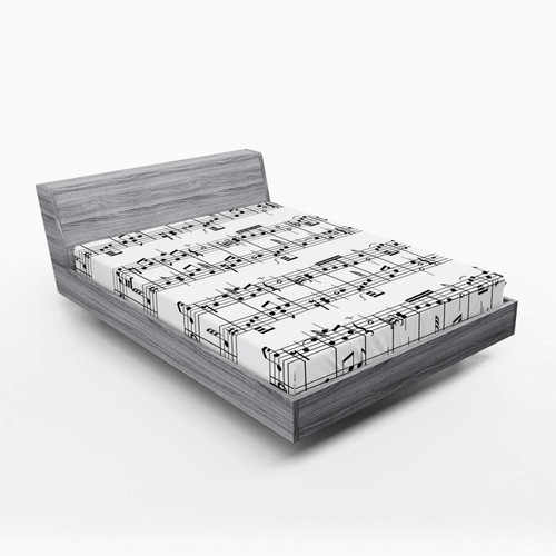 Ambesonne Music Fitted Sheet, Musical Notes on The Clef Illustration Ornamental Pattern Art Print, Soft Decorative Fabric Bedding All-Round Elastic Pocket, Full Size, Charcoal and White Ambesonne Music Fitted Sheet, Musical Notes on The Clef Illustration Ornamental Pattern Art Print, Soft Decorative Fabric Bedding All-Round Elastic Pocket, Full Size, Charcoal and White