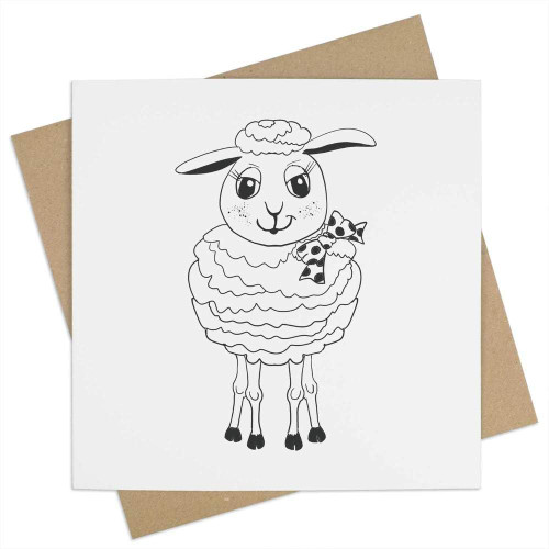 Azeeda 'Sheep With A Bow' Blank Greeting Card (GC00052247)