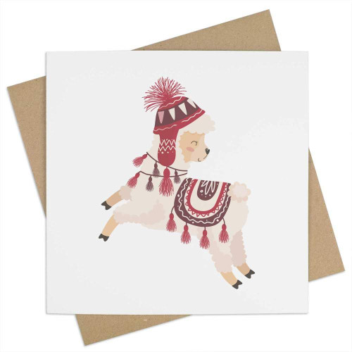 Azeeda 'Jumping alpaca' Blank Greeting Card (GC00052277)