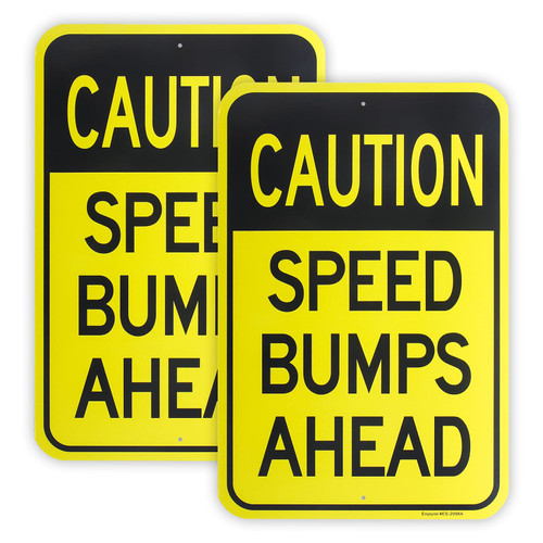 2-Pack Large Speed Bumps Ahead Sign, Slow Down Sign, 18"x 12" .040 Aluminum Reflective Sign Rust Free Aluminum-UV Protected and Weatherproof