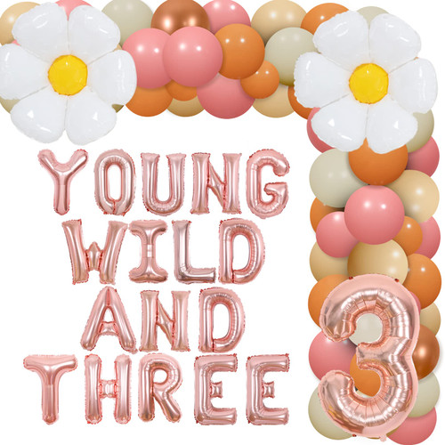 Groovy Party Decorations 3rd Birthday, Young Wild and Three Daisy Flower Balloons Garland Kit, Young Wild and Three Balloons Daisy Flower Foil Number 3 Balloon, 3rd Birthday Decorations for Girls Groovy Party Decorations 3rd Birthday, Young Wild and Three Daisy Flower Balloons Garland Kit, Young Wild and Three Balloons Daisy Flower Foil Number 3 Balloon, 3rd Birthday Decorations for Girls