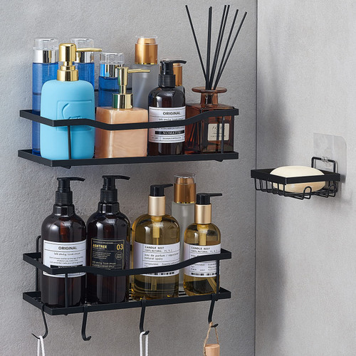 PurTidy Shower Caddy, Shower Shelves, Adhesive Shower Organizer No Drilling, Large Capacity, Rustproof Stainless Steel Bathroom Shower Organizer, Shower Shelf for Inside Shower (3Pack-Type-B)