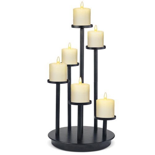 6 Pillar Candelabra Black, Fireplace Pillar Candle Holder Plate, Metal Taper Candle Stand, Candlestick Holders for Centerpiece Tables Wedding Dining Room Decor (6 Pillar) 6 Pillar Candelabra Black, Fireplace Pillar Candle Holder Plate, Metal Taper Candle Stand, Candlestick Holders for Centerpiece Tables Wedding Dining Room Decor (6 Pillar)