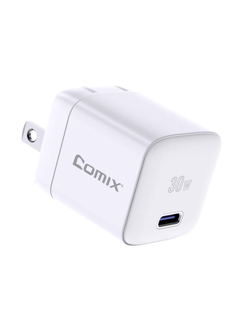 USB C Wall Charger, Comix 30W PD3.0 PPS USB-C Fast Charger Adapter, Super Mini GaN Foldable Charger for iPhone 14 13 12 Pro Max, MacBook Air, iPad Pro, Galaxy S22/ S21, Pixel 6 Pro/6 and More