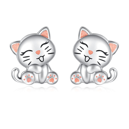 925 Sterling Silver Cat Stud Earrings: Cute Kitten Ear Studs for Women Hypoallergenic Cat Animal Stud Earrings Jewelry Gifts for Daughter Teens Girls 925 Sterling Silver Cat Stud Earrings: Cute Kitten Ear Studs for Women Hypoallergenic Cat Animal Stud Earrings Jewelry Gifts for Daughter Teens Girls