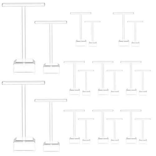 Acrylic Earrings Display Earring Display Holder T-bar Earrings Display Stand Holder Tree Stand Earring Holder Countertop Hanging Jewelry Organizer for Necklaces Bracelet Earrings (Clear, 20 Pieces)