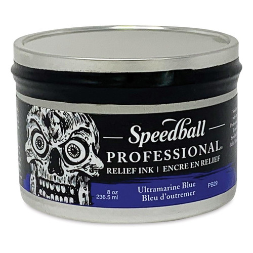 Speedball Professional Relief Ink, Ultramarine Blue, 8 Ounce Can