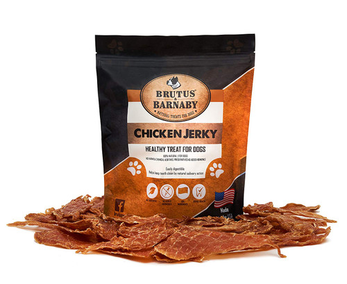 THICKER CUT- Pure USA Chicken Jerky, Grain and Filler Free, Premium Grade A Fillets from American Chicken Breast. All Natural Brutus & Barnaby Chicken Strips are Great for Dogs and Cats