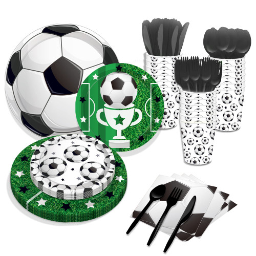 Soccer Party Supplies Pack- Serves 16, Soccer Birthday 9" and 7" Disposable Paper Plates Napkins Knives Fork Spoon for Sports Theme Soccer Birthday Party Decorations Soccer Party Supplies Pack- Serves 16, Soccer Birthday 9" and 7" Disposable Paper Plates Napkins Knives Fork Spoon for Sports Theme Soccer Birthday Party Decorations