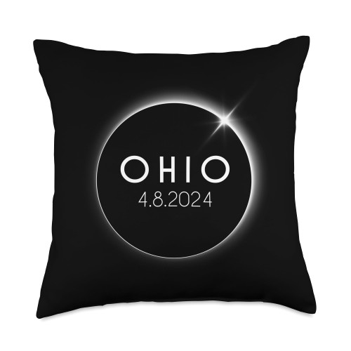 Total Solar Eclipse 2024 Shop Solar Eclipse Ohio Path of Totality April 8 2024 Throw Pillow, 18x18, Multicolor