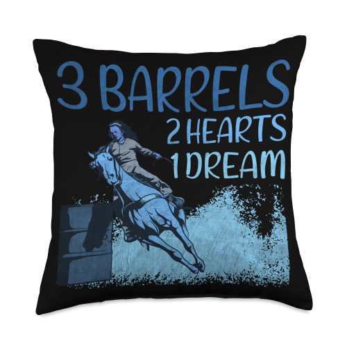 Barrel Racing Stuff & Rodeo Cowgirl Shirts 3 2 Hearts 1 Dream Rodeo Barrel Racing Throw Pillow, 18x18, Multicolor