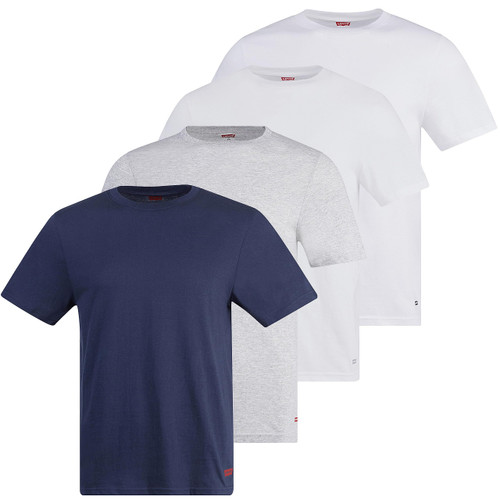 Levi's Mens Undershirts 4 Pack Mens Lightweight T Shirt Crew Neck Undershirt, 100% Cotton