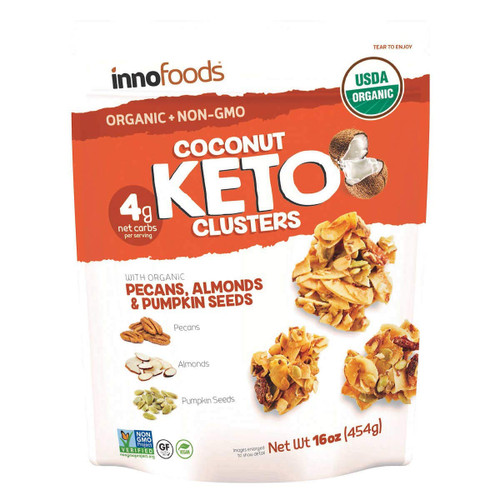 InnoFoods Coconut Keto Clusters with Organic Pecans, Almonds & Pumpkin Seeds - PACK OF 2