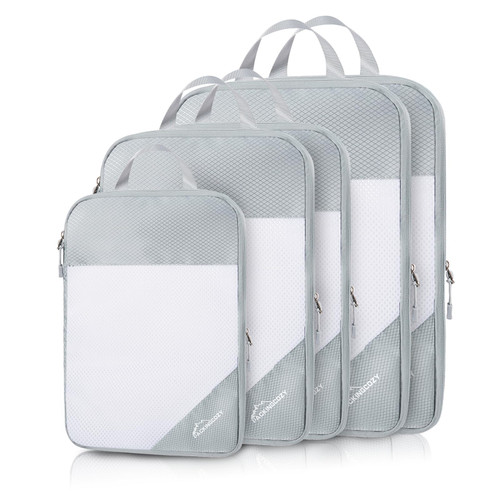 PACKINGCOZY Compression Packing Cubes for Travel, 5 Set Packing Cubes Travel Essentials, Compressible Packing Cubes Organizers for Carry On Suitcases