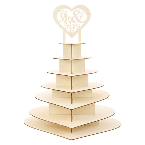 VOSAREA Cake Ornament Cupcake Serving Stand 7 Layer Wedding Party Tree Tower Wooden Display Stand Heart Shaped Table Cupcake Chocolate Display Shelf Rack Wedding Cake Tray Wedding Cake Stands