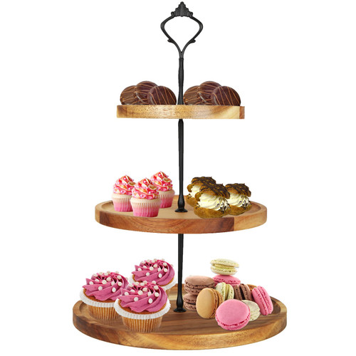 Oungy 3 Tier Cupcake Stand, Wooden Tiered Serving Tray Stand, 3 Tier Serving Tray, Cupcake Tower Stand Wood for Dessert Cupcake Holder Table Display, Dessert Stands for Tea Party Wedding Birthday