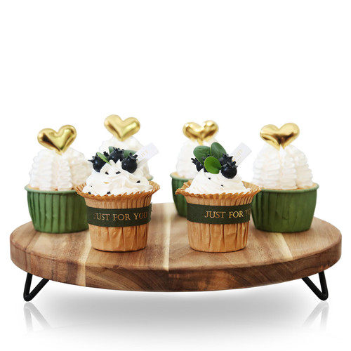 WILDMOS Tier Cupcake Stand,Dessert Table Display Acacia Wooden Cupcake Holder,Wedding Dessert Tower Farmhouse Rustic Style Cupcake Stand,Tiered Tray Stand for Party and Wedding. (1-Tier)