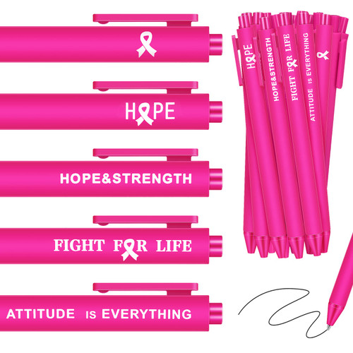 Ireer 100 Pcs Breast Cancer Awareness Ballpoint Pen Retractable Breast Cancer Pens Pink Ribbon Message Ballpoint Pens for Charity Recognition Public Event Fundraiser, Pink Barrel Ireer 100 Pcs Breast Cancer Awareness Ballpoint Pen Retractable Breast Cancer Pens Pink Ribbon Message Ballpoint Pens for Charity Recognition Public Event Fundraiser, Pink Barrel