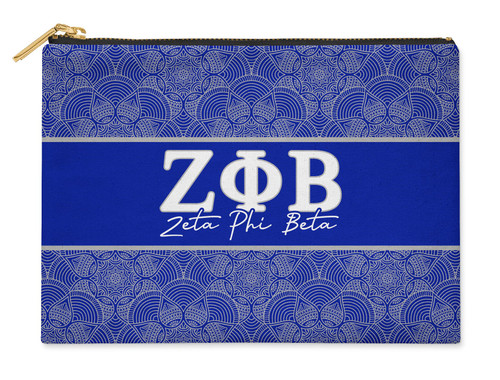 Bad Bananas BBGreek Zeta Phi Beta Official Vendor - Cosmetic Case, Makeup Pouch - Mandala - Sorority Paraphernalia