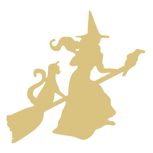 Witch Cutout Unfinished Wood Halloween Spooky Scary Broomstick MDF Shape Canvas Style 13 (18")
