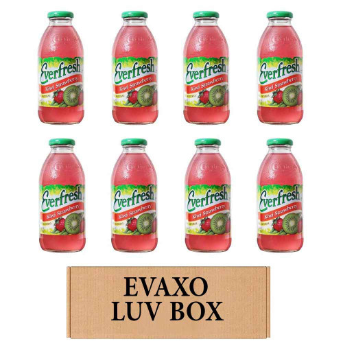 LUV BOX- variety Everfresh Juice 16 oz. pack of 8 , Everfresh Kiwi Strawberry , Everfresh 100% Juice- Kiwi Strawberry. by evaxo