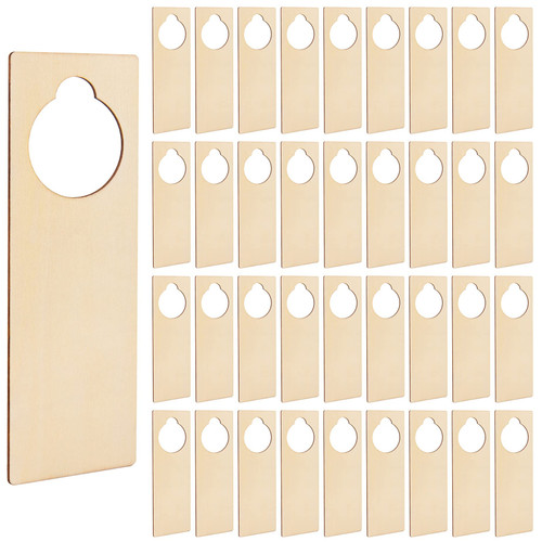 Framendino, 50 Pack Unfinished Wood Door Knob Hangers 8.6 x 3.1 Inch Blank Wooden Door Knob Signs Door Hanger Sign for DIY Craft Home Office Hotel Decoration