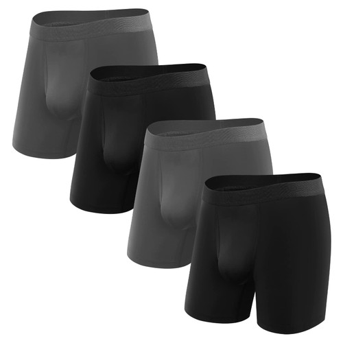 Natural Feelings Boxers Briefs Men's Underwear Mens 4-Pack Pack Soft Cotton Open Fly Underwear S