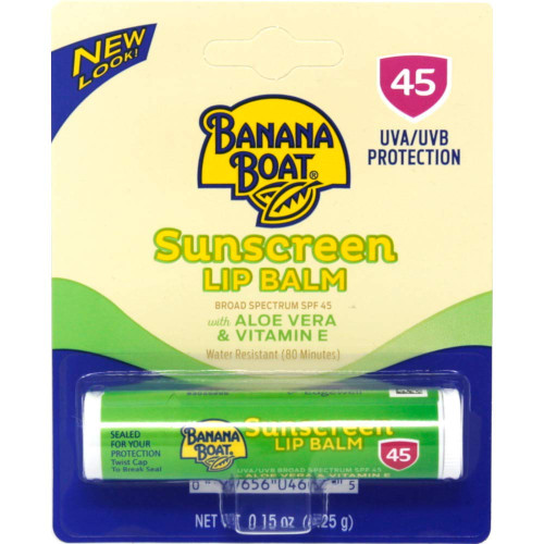 Banana Boat Aloe Vera with Vitamin E Sunscreen Lip Balm SPF 45 - .15 oz, Pack of 6 Banana Boat Aloe Vera with Vitamin E Sunscreen Lip Balm SPF 45 - .15 oz, Pack of 6