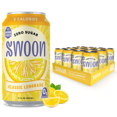 Swoon Classic Sugar Free Lemonade - Low Carb, Paleo-friendly, gluten-free Keto drink - Made with 100% Natural Lemon Juice Concentrate - 12 Fl oz (Pack of 12)
